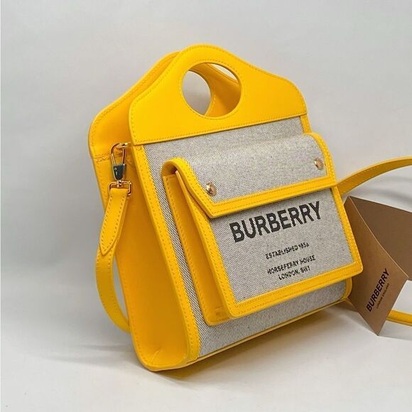 Burberry Mini Leather-Trimmed Canvas Pocket Tote - Picture 3 of 16